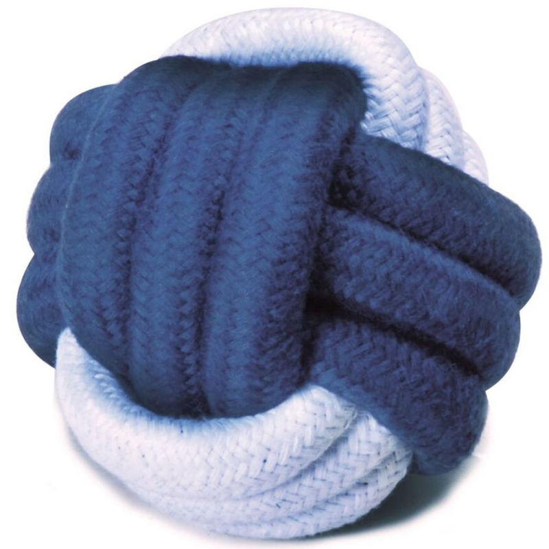 Памучна, плетена топка 10 см. Record, подпомогаща почистването на зъбките  син