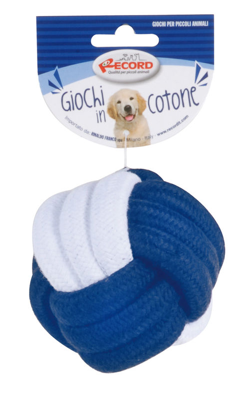 Памучна, плетена топка 10 см. Record, подпомогаща почистването на зъбките  син 2