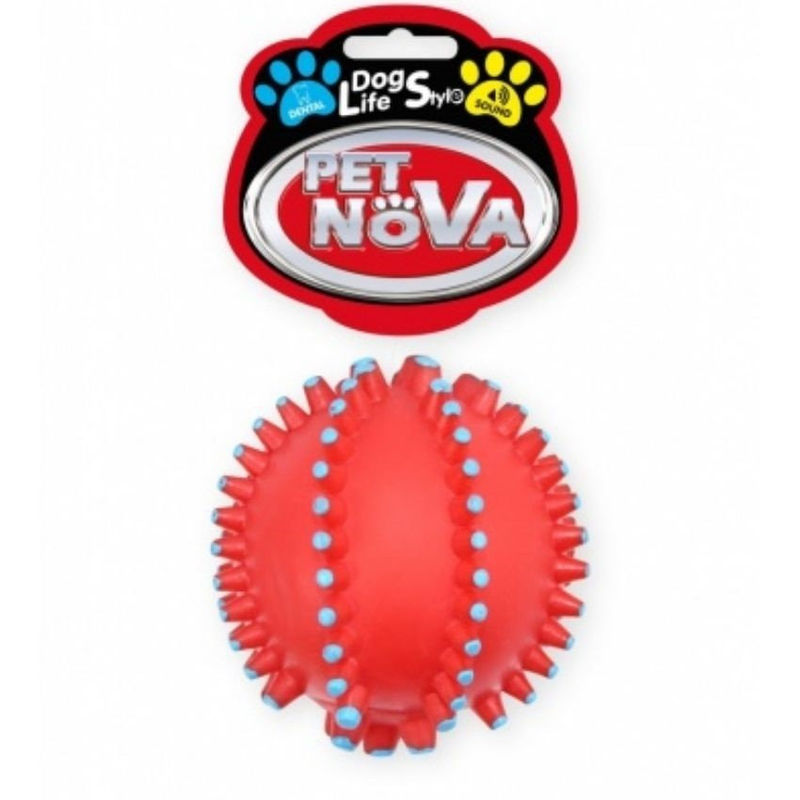 Дентална играчка за кучета PET NOVA – топка с бодлички и звук, 10,5 см 10 см. 2