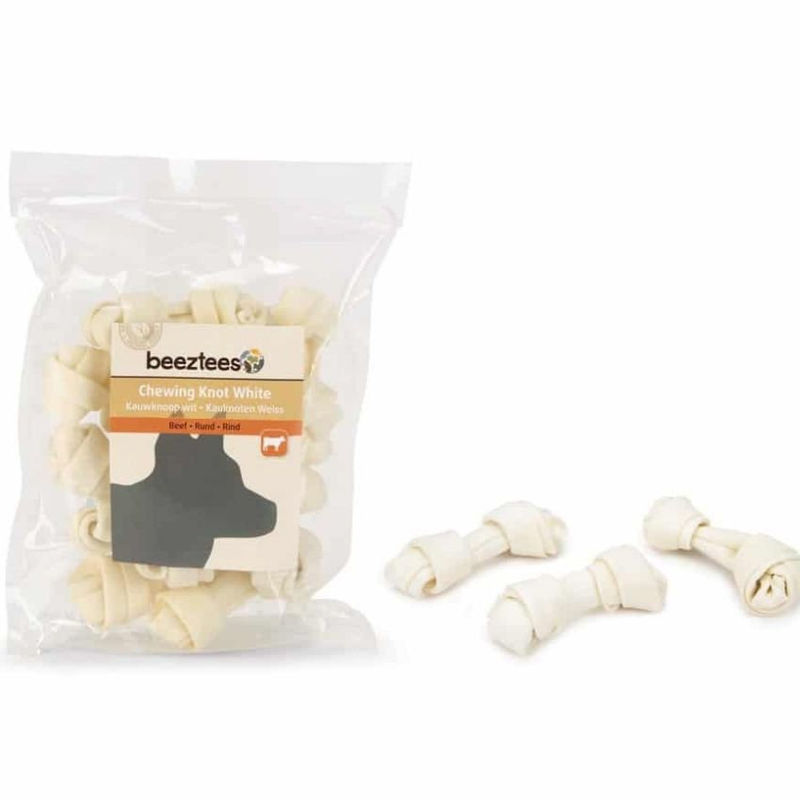 Кожен кокал за дъвчене Beeztees Chewing knot за куче- 12 бр. Бял