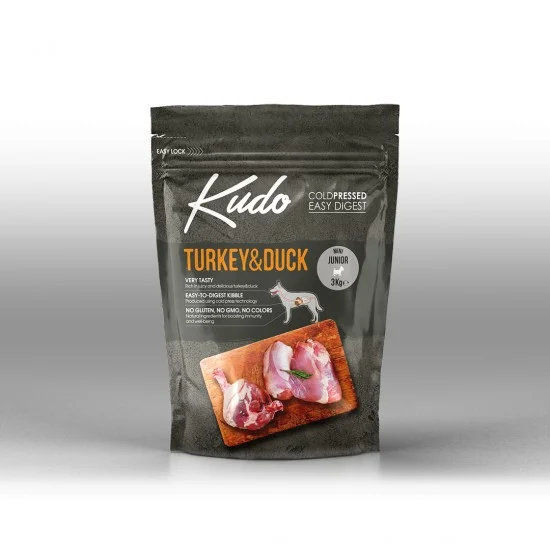 Kudo Low Grain Turkey/Duck Mini Junior храна за кучета от мини породи до 1 год - 3 кг.