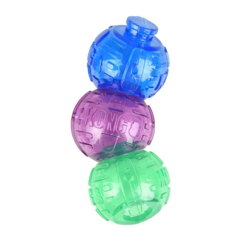3 свързани гумени топки KONG Lock it с място за лакомства микс