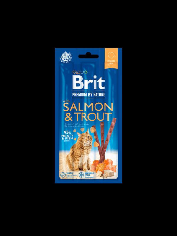 Brit Premium by Nature Cat Sticks with Salmon & Trout – лакомство за котки със сьомга и пъстърва 3 бр.