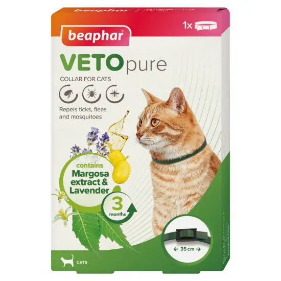 Beaphar Veto Pure Cat - репелентен нашийник за котки, против бълхи, кърлежи и комари