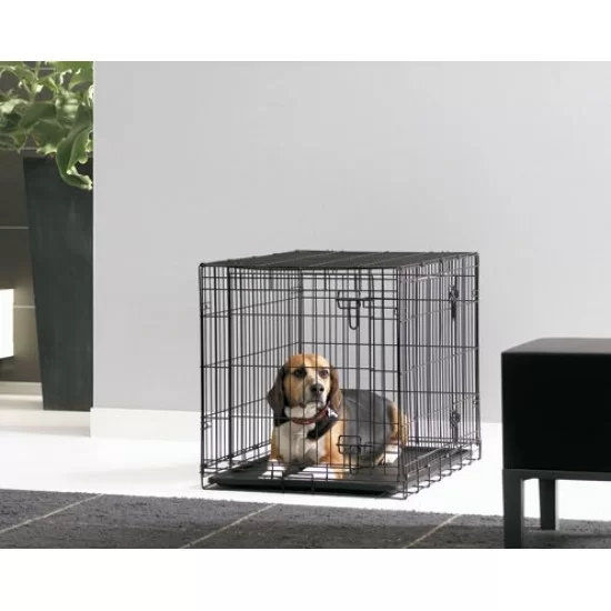 Метална клетка сгъваема Dog Cottage 61,  61х44х50см, с врата отгоре и отпред, черна, пластм.тава