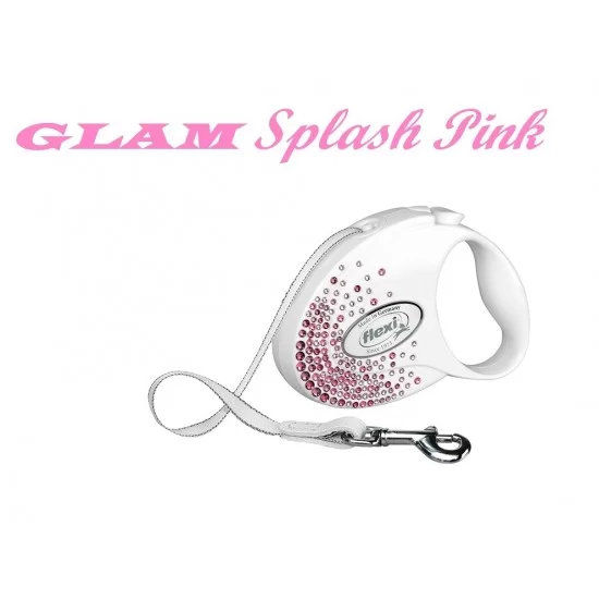 flexi GLAM Splash Pink S - 3м лента, до 12кг - цвят бял