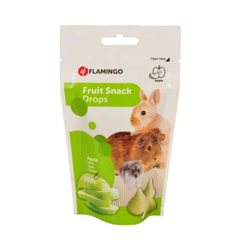 Лакомства с ябълка Flamingo Apple drops за гризачи 75 гр. 3
