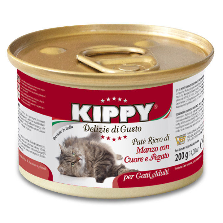 Консервирана храна за котки KIPPY CAT BEEF, LIVER & HEARTH – с говеждо, дроб и сърца 200гр 0.200 кг.