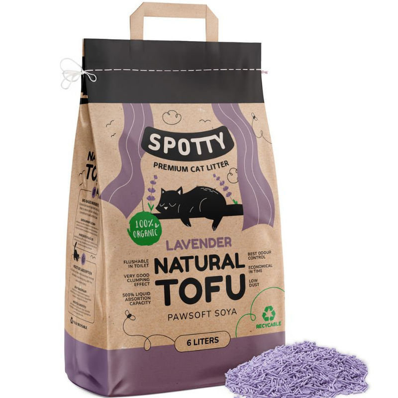 Соева котешка тоалетна SPOTTY TOFU LAVANDER със аромат на лавандула 6литра