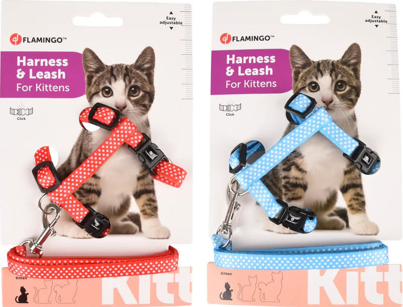 Комплект нагръдник + повод за котки Flamingo KITTEN HARNESS + LEASH AIWA 15-25CM 10MM ASSORTMENT микс 2