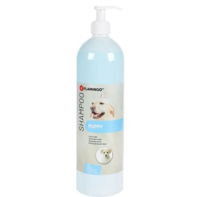 Нежен шампоан за кученца и кучета  Flamingo PUPPY SHAMPOO 1L –  с чувствителна кожа,  с дозатор за лесна употреба 1л.