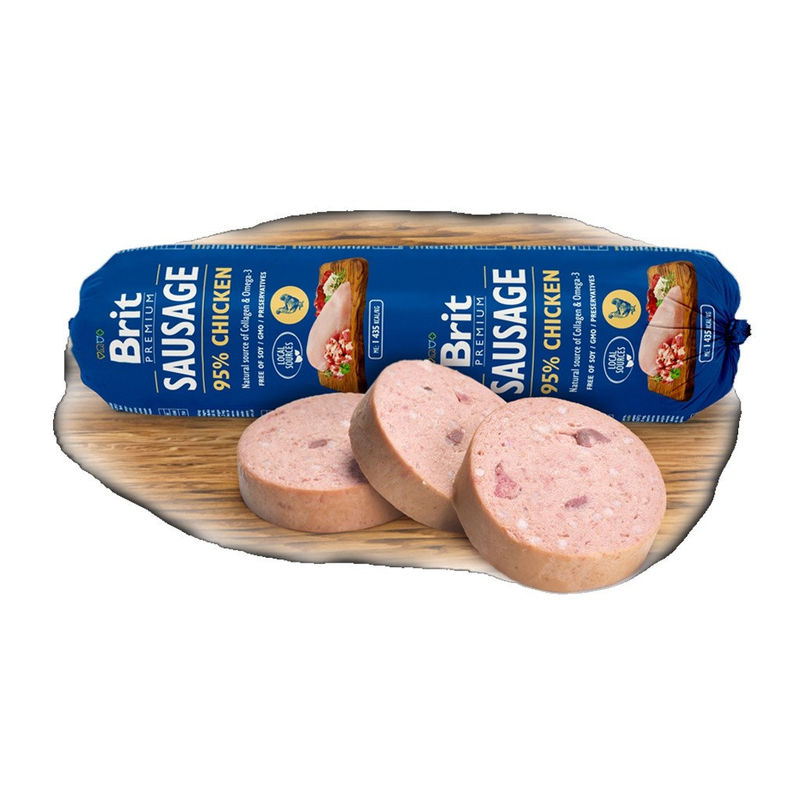 Деликатесен салам за кучета Brit Sausage Sausage Chicken – с 95% пилешко месо 800гр.