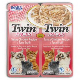 Двойно лакомство- паучове за котки Ciao Cat Twin packs Tuna with Chicken recipe in Tuna Broth Риба тон и пиле в бульон 2×40гр.