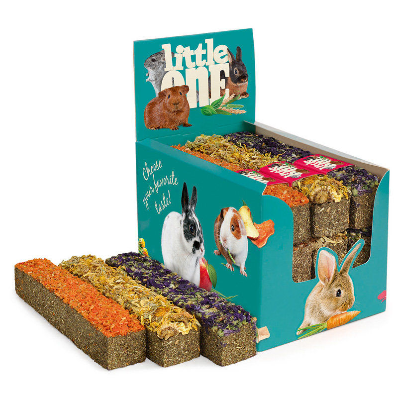 Little ONE stick meadow grass with topping – Лакомство за гризачи стик от ливадно сено 85гр., БЕЗ зърно! 1 бр.