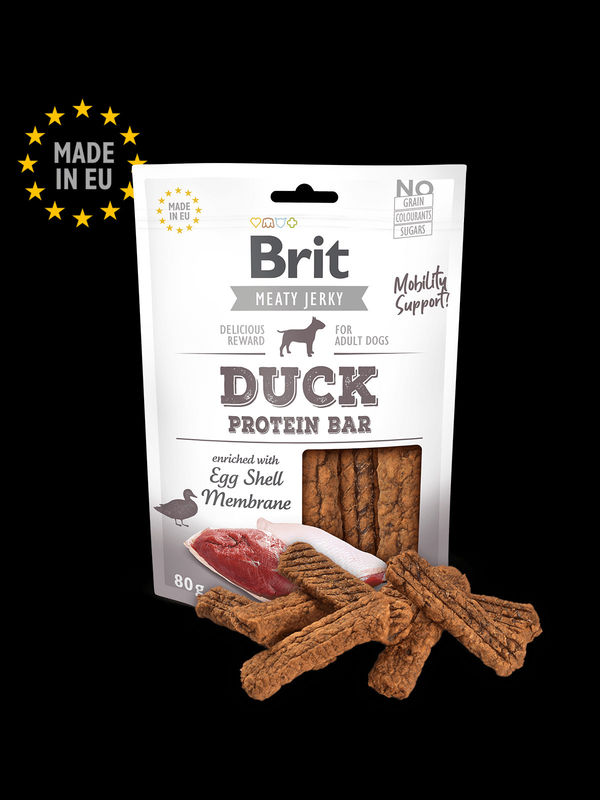 Brit Jerky Snack–Duck Protein bar – лакомство за кучета протеинови барчета с патешко 0.08 кг.