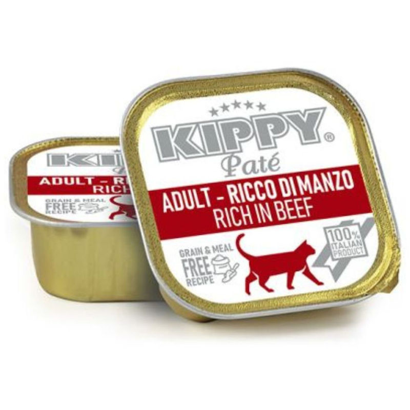 Пастет за  котки KIPPY PATE ADULT rich in Beef  с говеждо месо, Без зърнени култури 90 гр.
