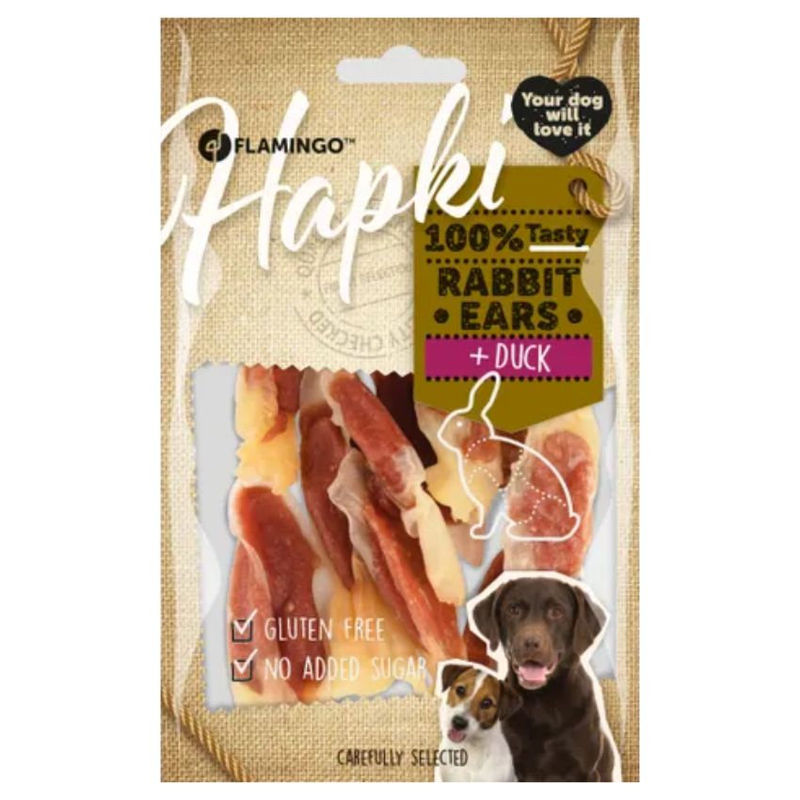 Лакомство за куче Flamingo Hapki Rabbit ear Заешки уши с патешко 85 гр. 2