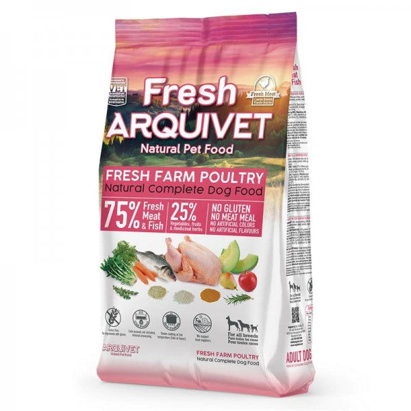 Arquivet Semi-moist Fresh Farm Poultry 10kg Полумокра Кучешка Храна От Пресни Фермерски Птици 10кг.