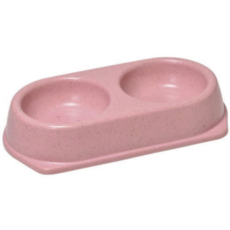 Двойна купа за храна и вода Record  Bamboo- 0,450 мл, изработена от натурални бамбукови фибри Розов