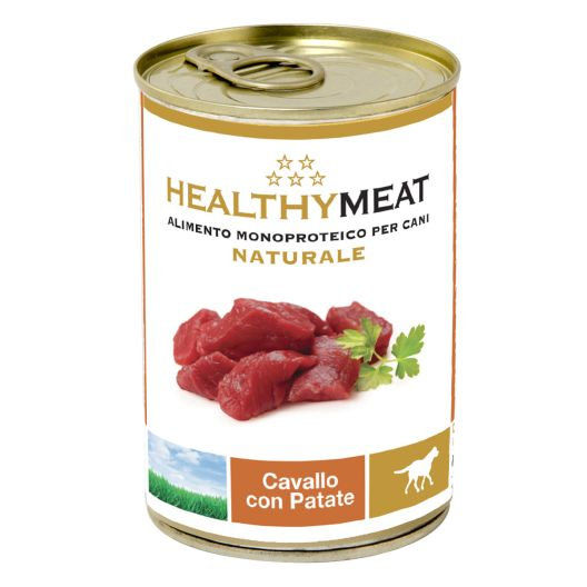 Консервирана храна за кучета HEALTHY MEAT MONO BITS DOG- Horse and Potatoes – със 100% 1ист протеин от конско месо и картофи 400г 0.400 кг.
