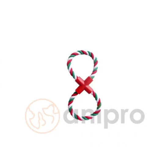 anipro Играчка въже осмица бяло/зелено/червено 28 см, 110-120 г