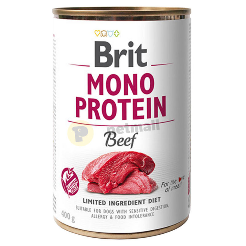 Консервирана храна за кучета BRIT MONO PROTEIN BEEF – със 78% прясно телешко месо 0.400 кг.