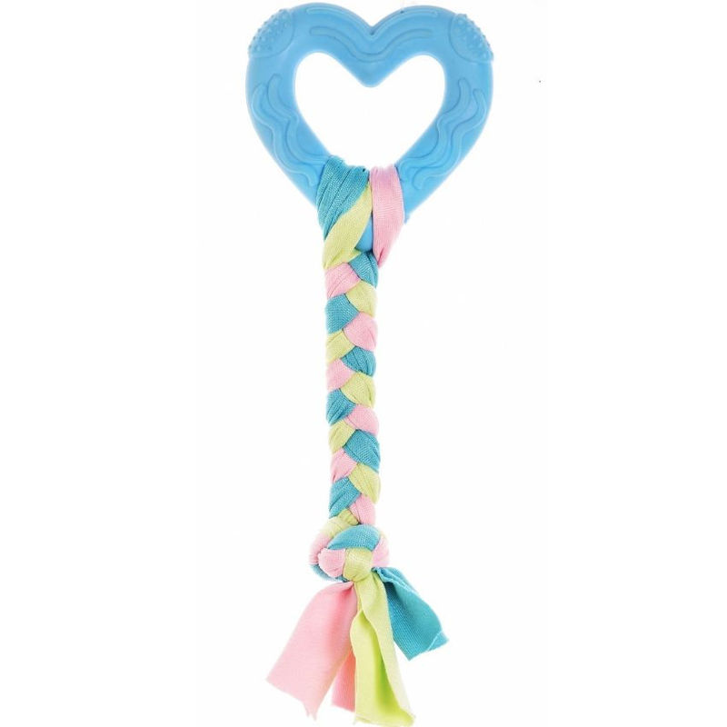 Гумена играчка за зъбки с въже Record 23 см син 2