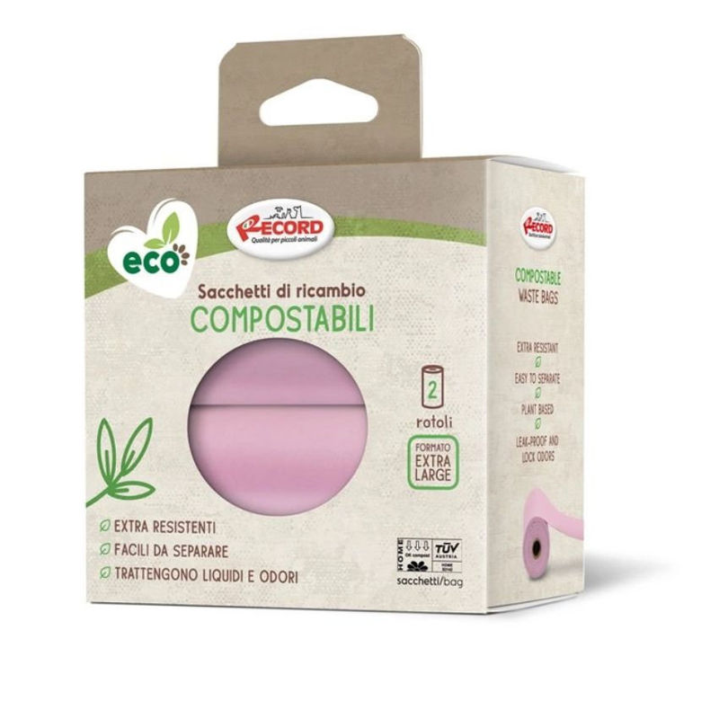 Коплект от 2 броя биоразградими хигиенни пликчета Record Compostable waste bags зелен цвят