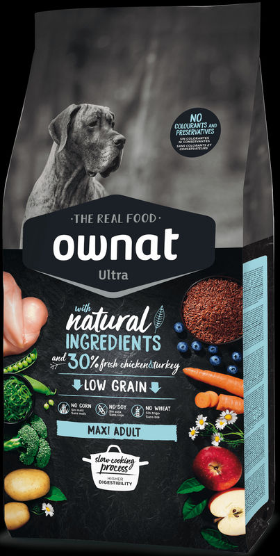 Натурална суха храна Ownat Ultra Мaxi Adult с пряснo пилешко и пуешко месо, за пораснали кучета от големите породи 14 кг. 2