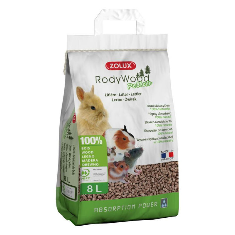 Растителна постеля за гризачи Zolux Rodywood pellets от дървени пелети 8л.