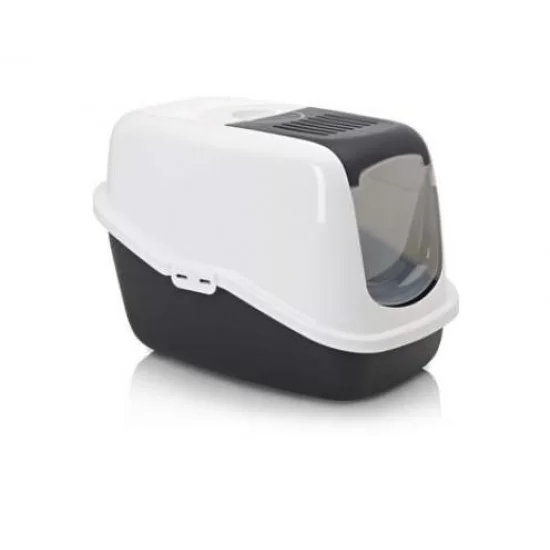 котешка тоалетна къща Nestor 56х39х38.5, бяло/черно