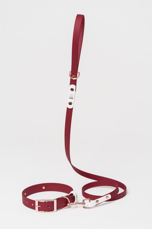 Комплект повод и нашийник Burgundy 8