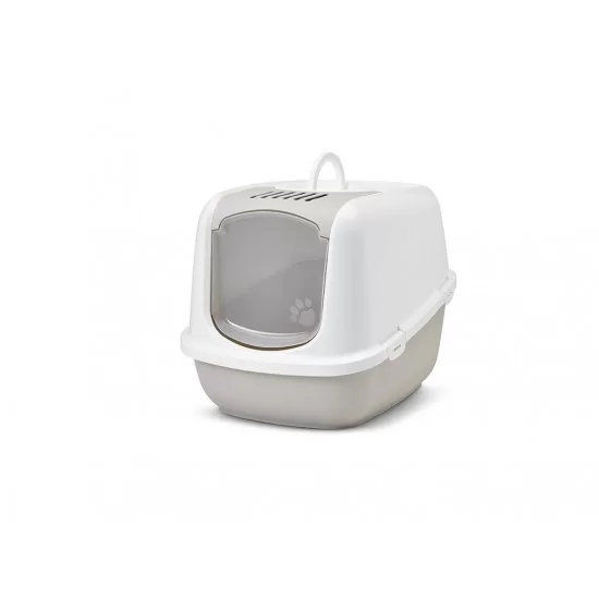 Закрита тоалетна за котки Nestor Jumbo - бяло-мока