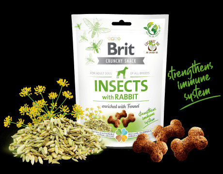 Brit Care Crunchy Cracker. Insects with Rabbit enriched with Fennel – лакомство за кучета с насекоми, заешко и копър за подсилване на имунната система 0.200 кг.