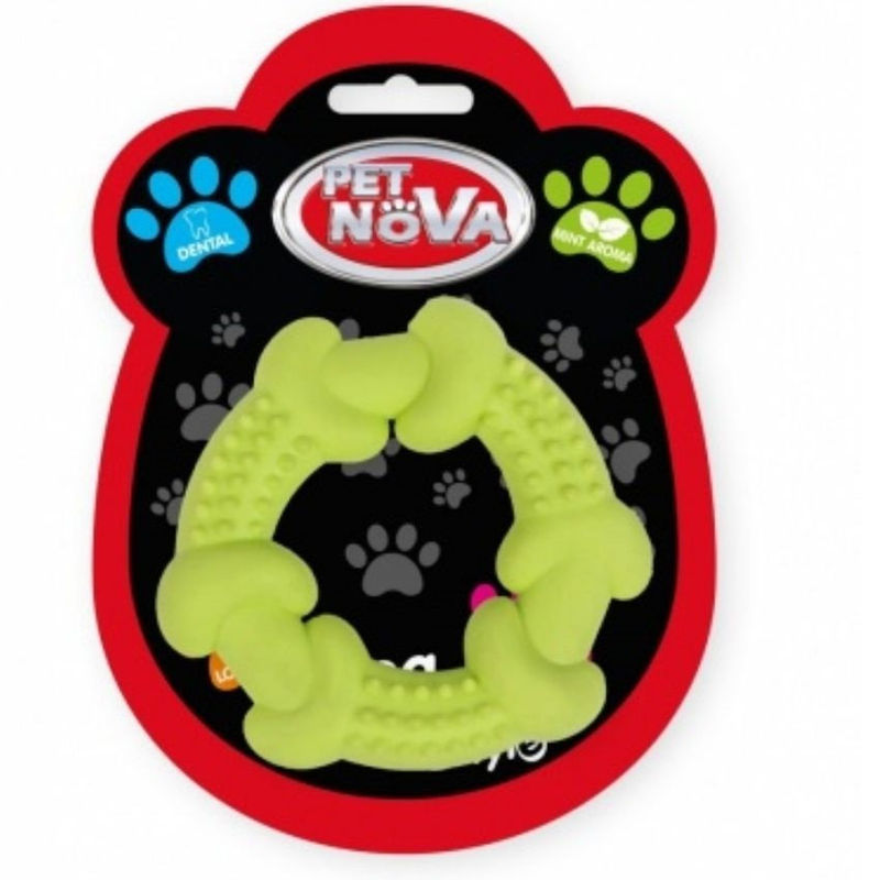 Дентален гумен ринг за кучета,PET NOVA 10.5 см. – с аромат на мента жълт