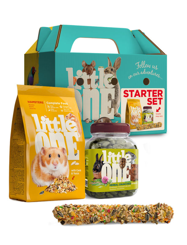 Стартов комплект Little One Starter set за отглеждане на хамстери, съдържа транспортна кутия, храна, билки и лакомства 1 бр.
