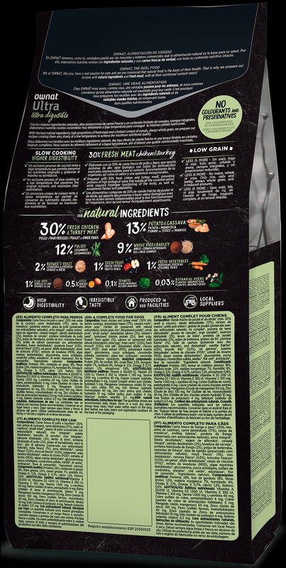 Натурална суха храна Ownat Ultra Mini Adult с пряснo пилешко и пуешко месо, за пораснали кучета от малките породи 1 кг.