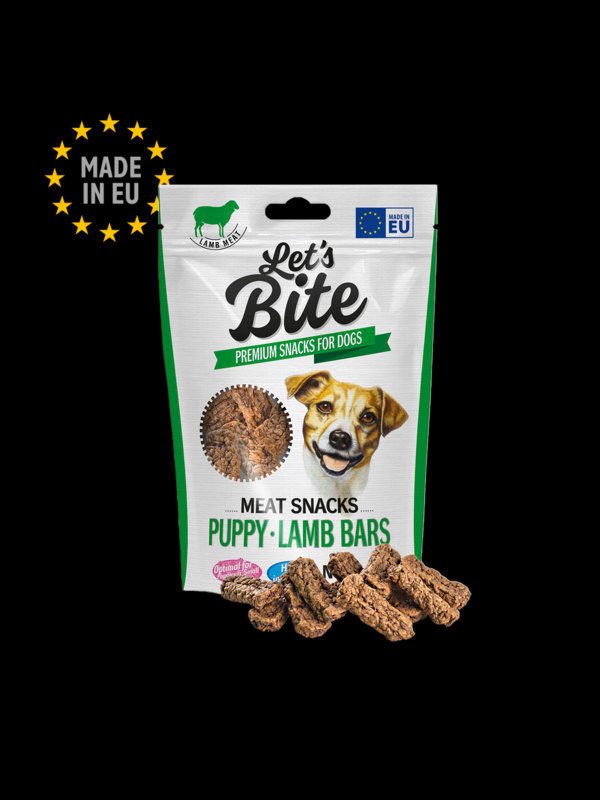 Let’s Bite Meat Snacks. Puppy Lamb Bars – лакомство от истинско месо, барчета с агнешко месо, подходящи за бебета 80 гр.