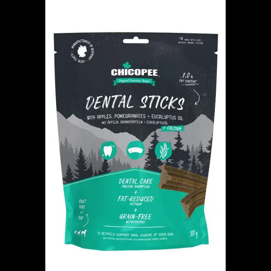 Chicopee Dental Sticks дентални пръчици с ябълки, нар и масло от евкалипт, 300 г