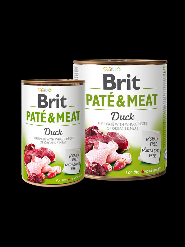BRIT PATÉ & MEAT DUCK- консервирана храна за кучета с 27% прясно патешко месо и 23% пилешко месо 0.400 кг.