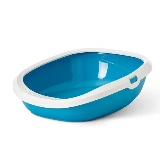 котешка тоалетна Gizmo L 52 х 39.5 х 15 см, синьо с бял борд