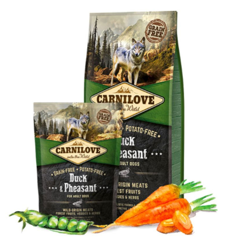 Пълноценна, суха храна за кучета Carnilove Duck & Pheasant Adult със 30% патешко и 22% месо от фазан, БЕЗ ЗЪРНЕНИ КУЛТУРИ 1.5 кг.