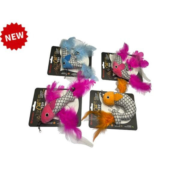 Котешка играчка рибка PET INTEREST Fishes with Feathers Silver Vine Toys