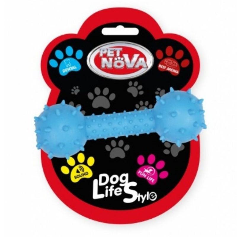 Дентална, гумена играчка за кучета PET NOVA – гиричка със звънче 14см, с аромат на телешко 14 см.