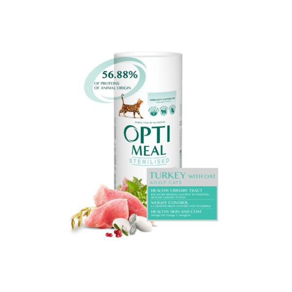 OPTIMEAL CAT ADULT STERILISED WITH TURKEY Супер премиум храна за кастрирани котки с пуйка 15