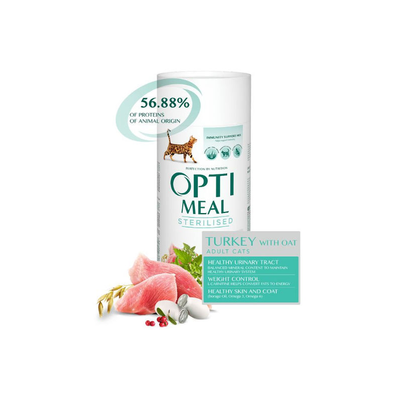 OPTIMEAL CAT ADULT STERILISED WITH TURKEY Супер премиум храна за кастрирани котки с пуйка 16