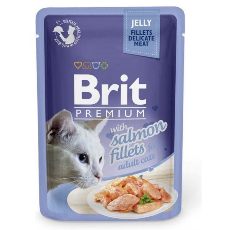 Пауч за котка Brit Premium Delicate Fillets in Jelly – филенца сьомга в желе 85 гр.