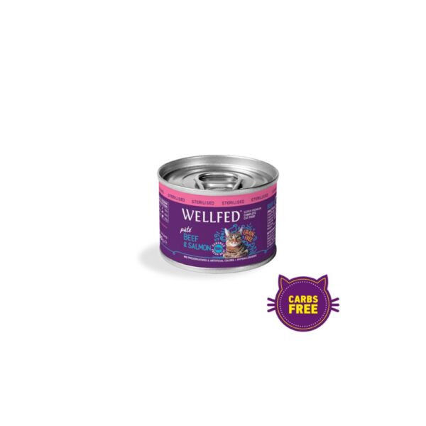Консерва за котка WELLFED Sterilised Adult Beef and Salmon with Salmon oil (12months – 7 years)