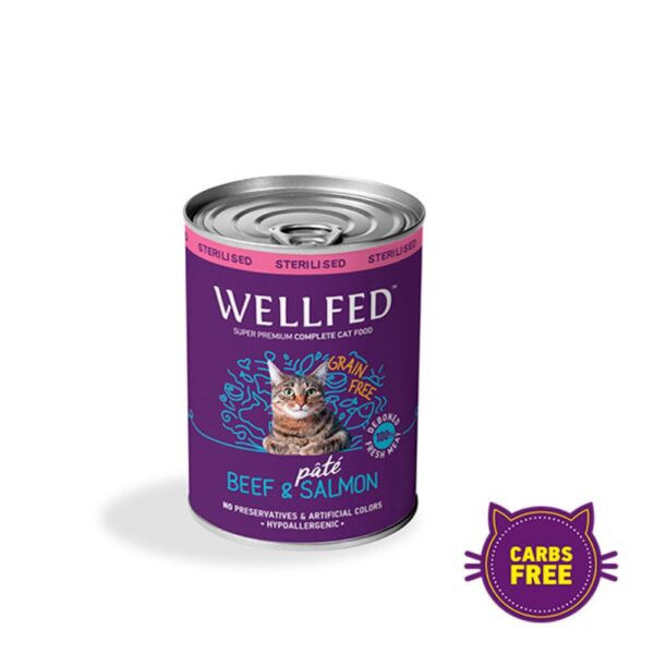 Консерва за котка WELLFED Sterilised Adult Beef and Salmon with Salmon oil (12months – 7 years) 3