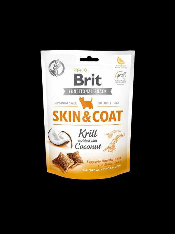 Brit Care Dog Functional Snack Skin&Coat Krill – лакомство за кожа и козина с ракообразни и кокос 150гр. 0.150 кг.